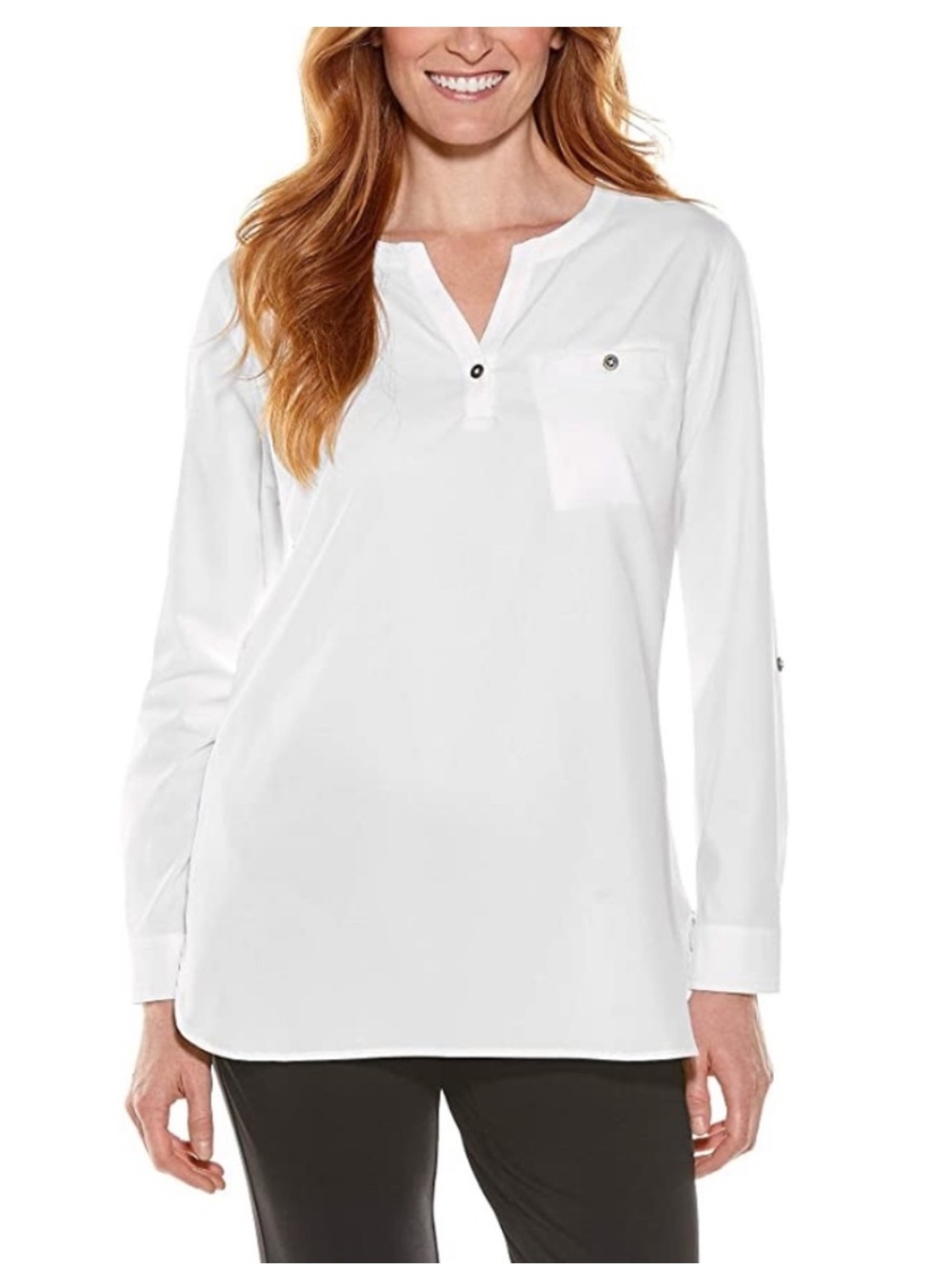 Coolibar White travel tunic top size XXL UPF 50
